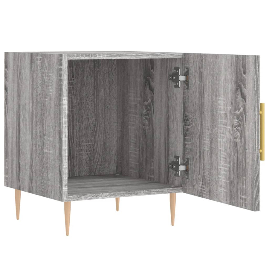Nachtkastje 40X40X50 Cm Bewerkt Hout Eikenkleurig 1 Grijs sonoma