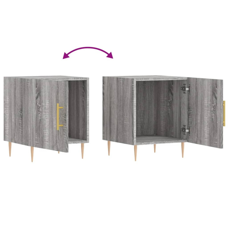 Nachtkastje 40X40X50 Cm Bewerkt Hout Eikenkleurig 1 Grijs sonoma