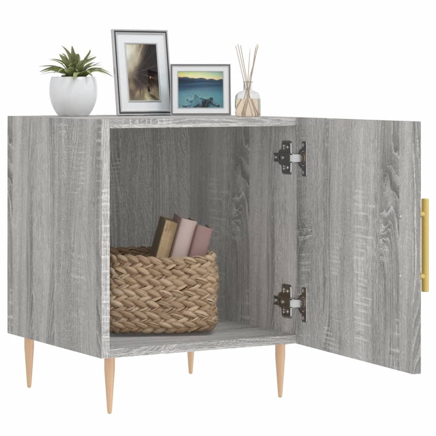 Nachtkastjes 40X40X50 Cm Bewerkt Hout Eiken 2 Grijs sonoma
