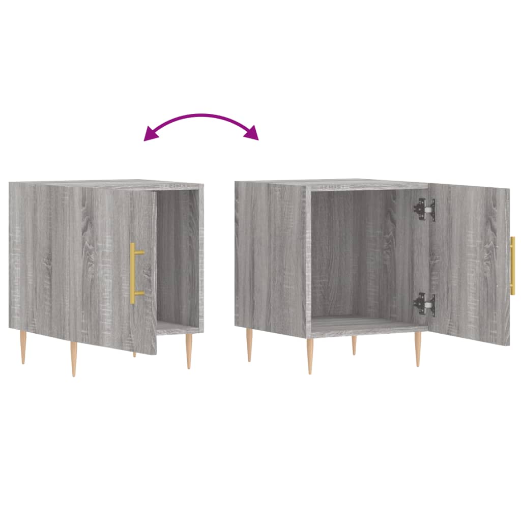 Nachtkastjes 40X40X50 Cm Bewerkt Hout Eiken 2 Grijs sonoma