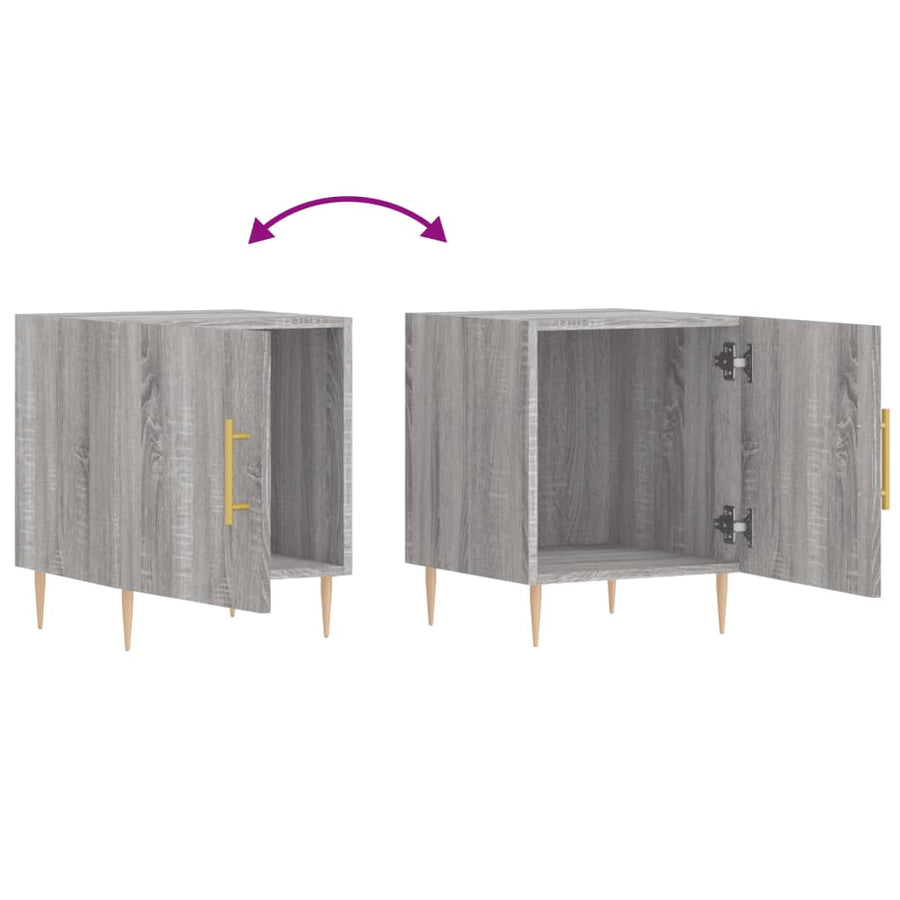 Nachtkastjes 40X40X50 Cm Bewerkt Hout Eiken 2 Grijs sonoma