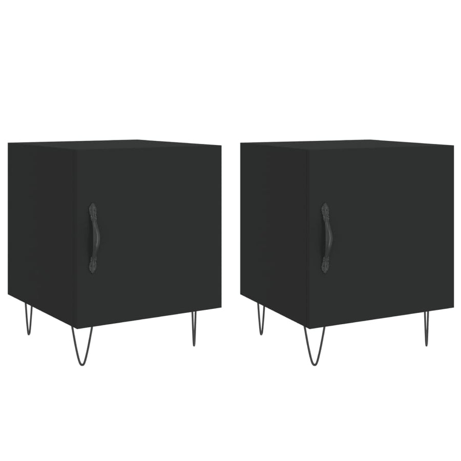 Nachtkastjes 2 st 40x40x50 cm bewerkt hout zwart 2 Zwart