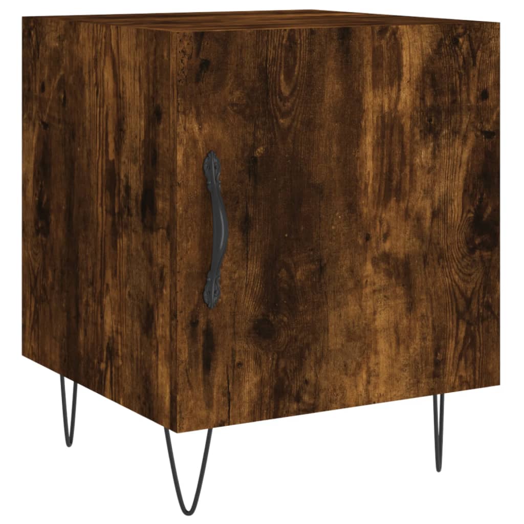 Nachtkastje 40X40X50 Cm Bewerkt Hout Kleurig 1 Gerookt eiken