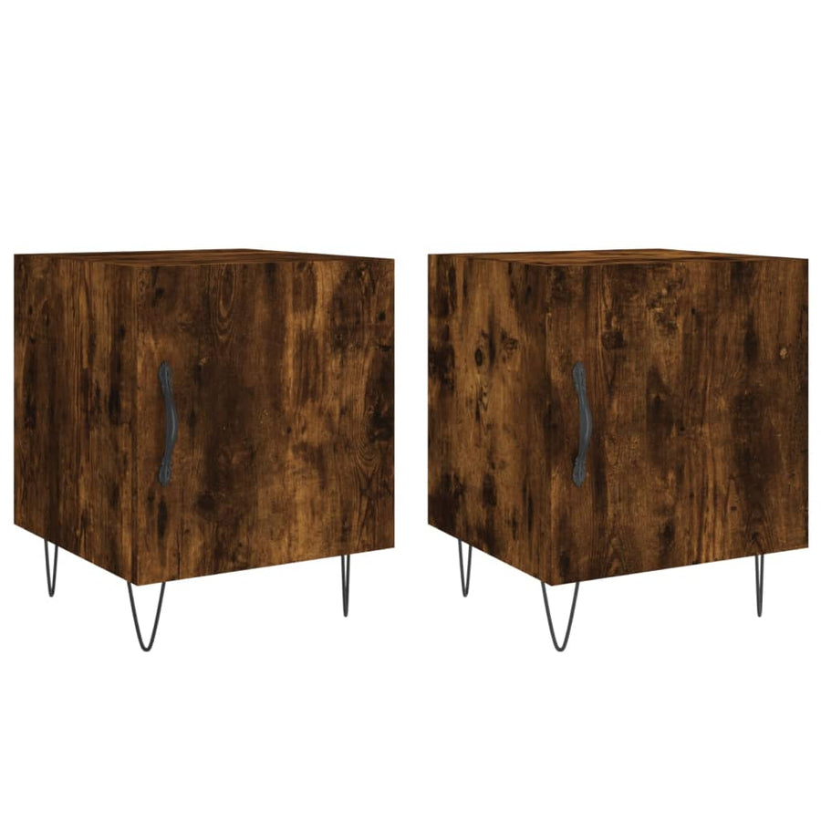 Nachtkastjes 40X40X50 Cm Bewerkt Hout Kleurig 2 Gerookt eiken
