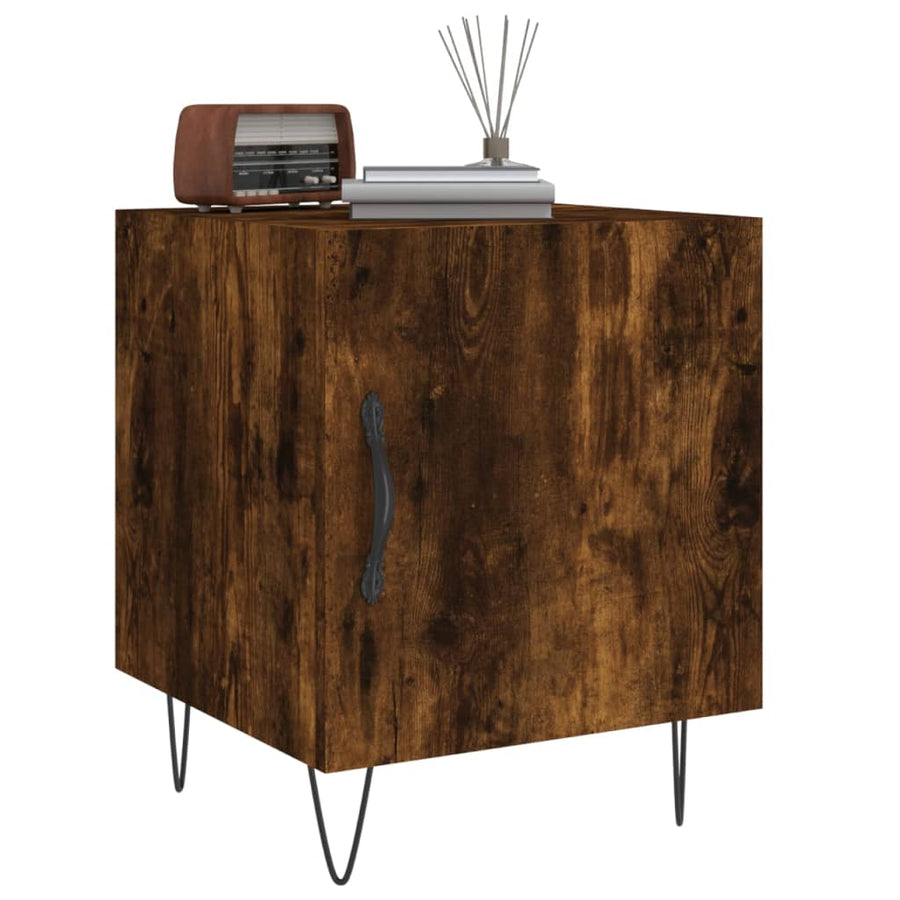 Nachtkastjes 40X40X50 Cm Bewerkt Hout Kleurig 2 Gerookt eiken