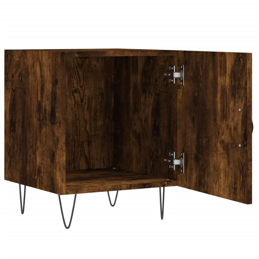 Nachtkastjes 40X40X50 Cm Bewerkt Hout Kleurig 2 Gerookt eiken