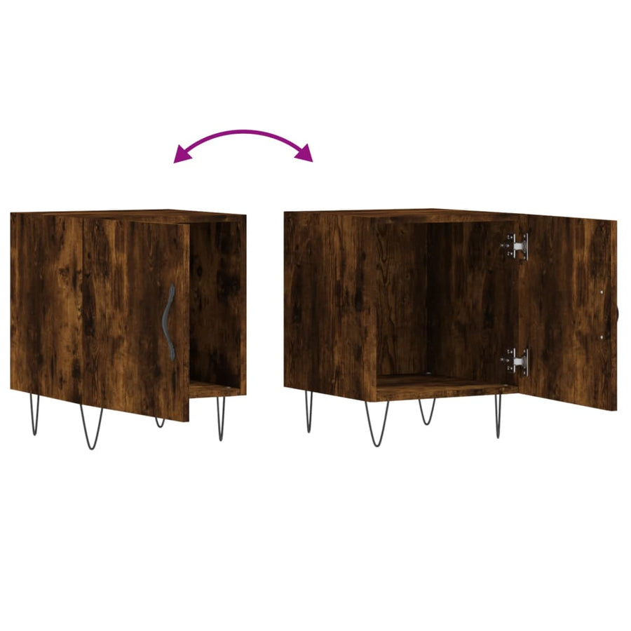 Nachtkastjes 40X40X50 Cm Bewerkt Hout Kleurig 2 Gerookt eiken