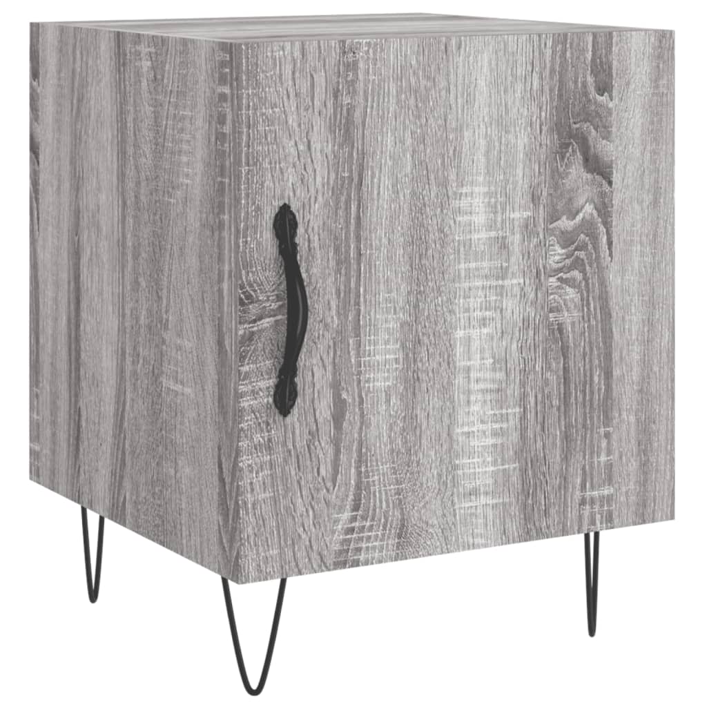 Nachtkastje 40X40X50 Cm Bewerkt Hout Eikenkleurig 1 Grijs sonoma
