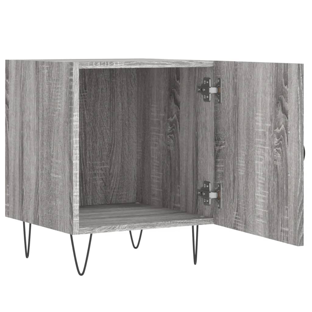 Nachtkastje 40X40X50 Cm Bewerkt Hout Eikenkleurig 1 Grijs sonoma