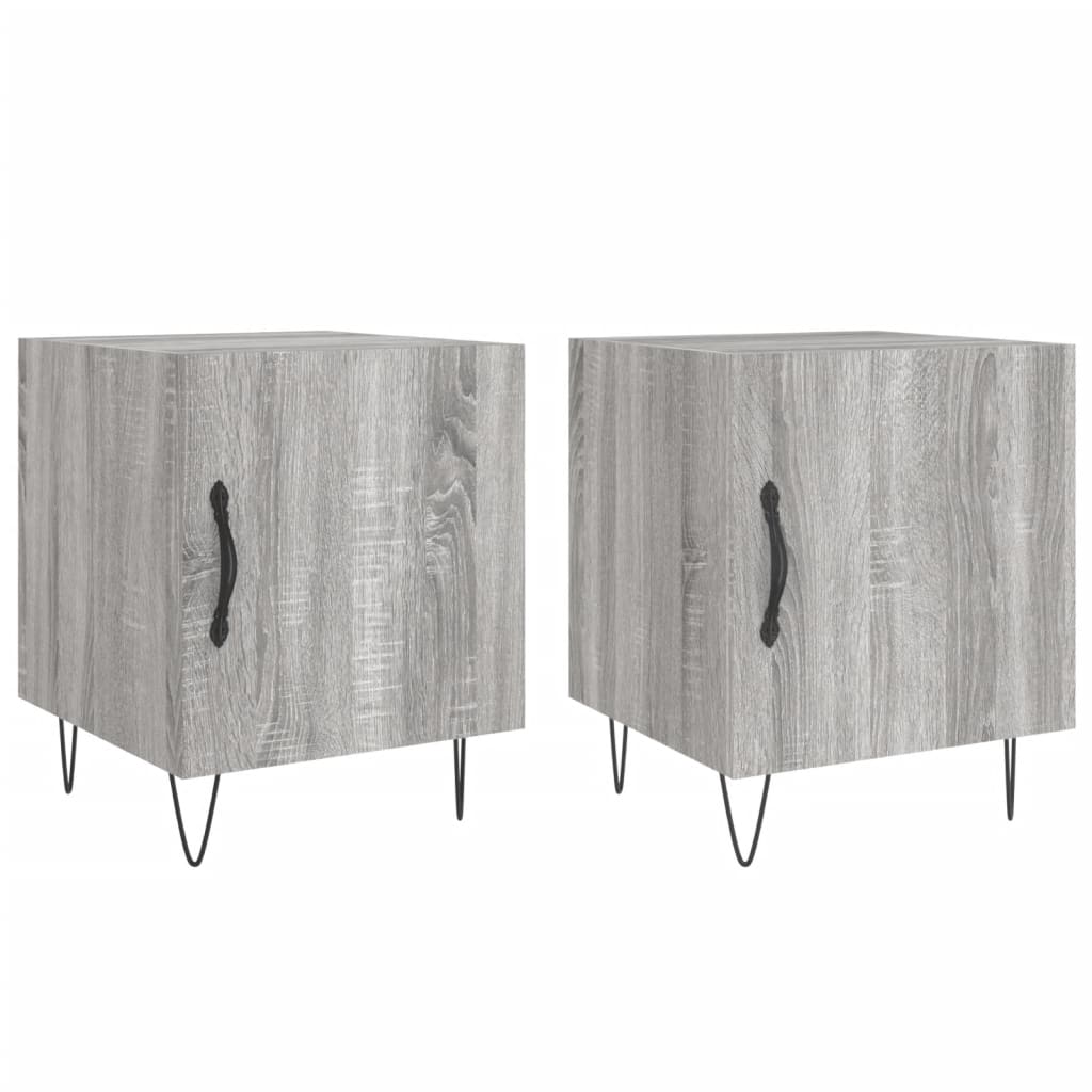 Nachtkastjes 40X40X50 Cm Bewerkt Hout Eiken 2 Grijs sonoma