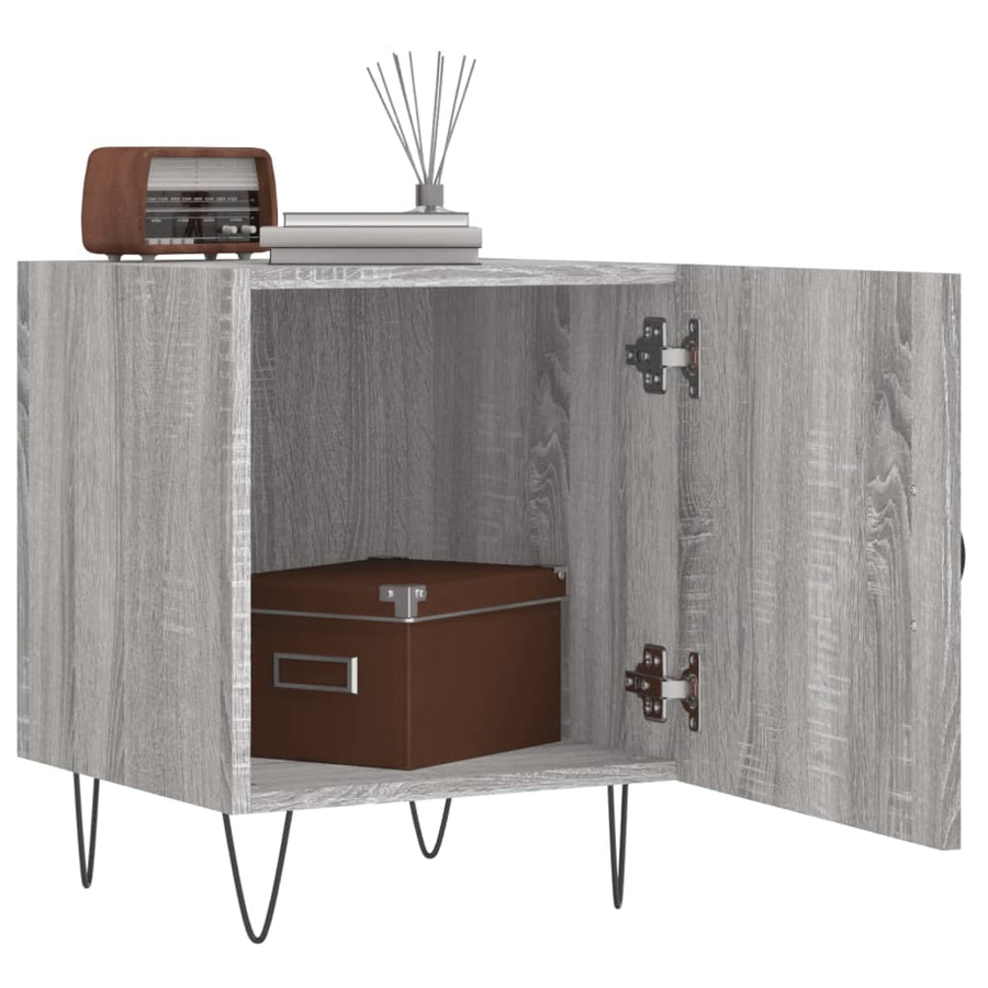Nachtkastjes 40X40X50 Cm Bewerkt Hout Eiken 2 Grijs sonoma