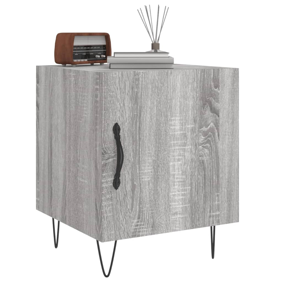 Nachtkastjes 40X40X50 Cm Bewerkt Hout Eiken 2 Grijs sonoma