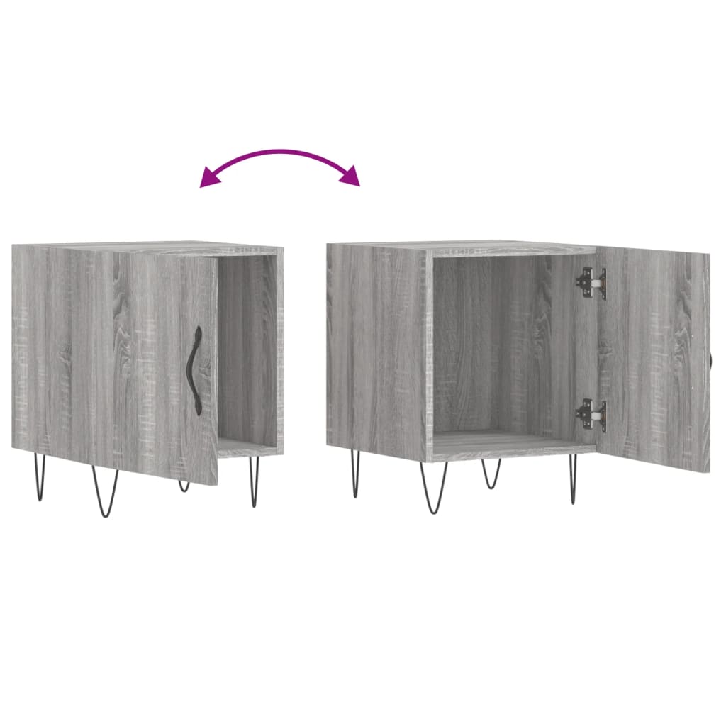 Nachtkastjes 40X40X50 Cm Bewerkt Hout Eiken 2 Grijs sonoma