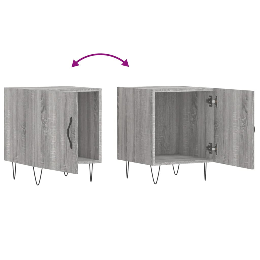 Nachtkastjes 40X40X50 Cm Bewerkt Hout Eiken 2 Grijs sonoma