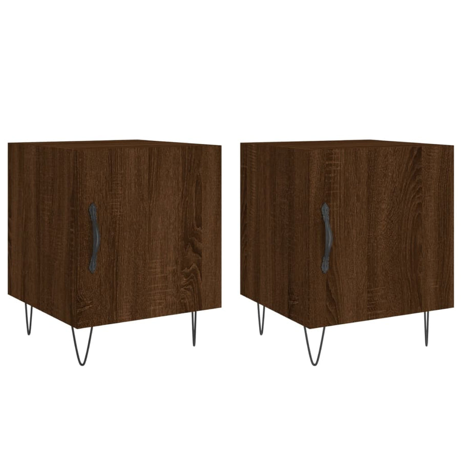 Nachtkastjes 40X40X50 Cm Bewerkt Hout Bruin Eikenkleur 2 Bruineiken