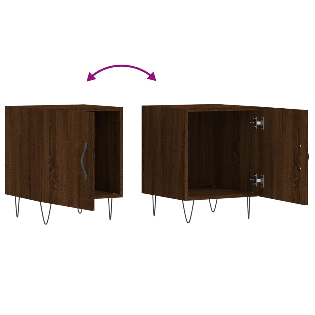 Nachtkastjes 40X40X50 Cm Bewerkt Hout Bruin Eikenkleur 2 Bruineiken