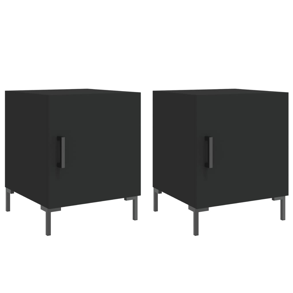 Nachtkastjes 2 St 40X40X50 Cm Bewerkt Hout Zwart