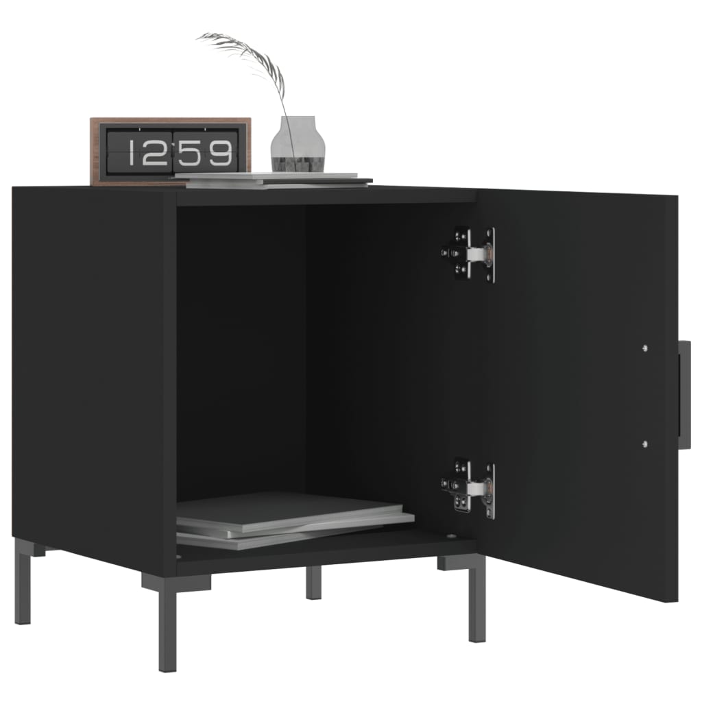 Nachtkastjes 2 St 40X40X50 Cm Bewerkt Hout Zwart