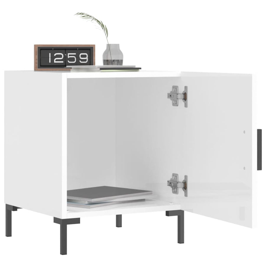 Nachtkastjes 2 St 40X40X50 Cm Bewerkt Hout Hoogglans Wit