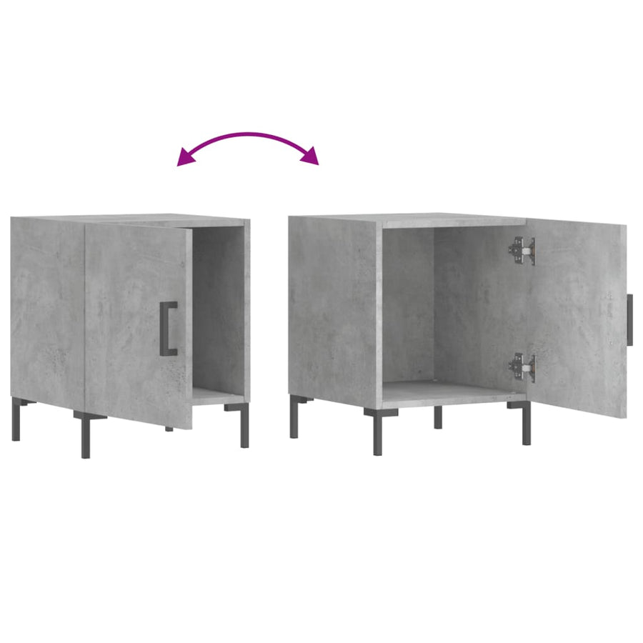 Nachtkastjes 2 St 40X40X50 Cm Bewerkt Hout Betongrijs