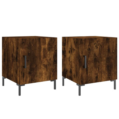 Nachtkastjes 2 St 40X40X50 Cm Bewerkt Hout Gerookt Eikenkleurig