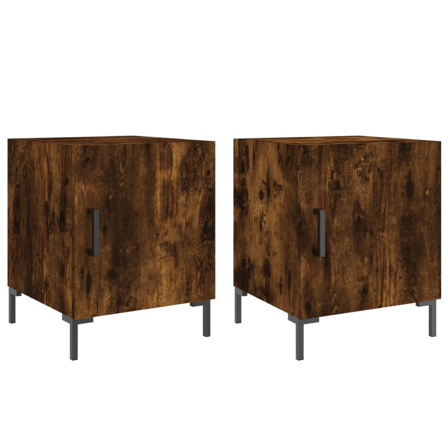 Nachtkastjes 2 St 40X40X50 Cm Bewerkt Hout Gerookt Eikenkleurig