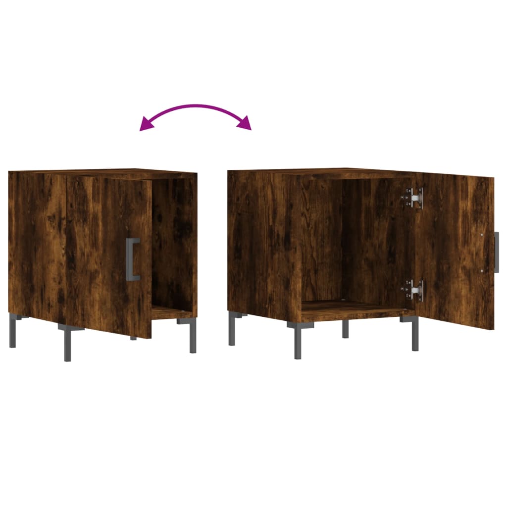 Nachtkastjes 2 St 40X40X50 Cm Bewerkt Hout Gerookt Eikenkleurig