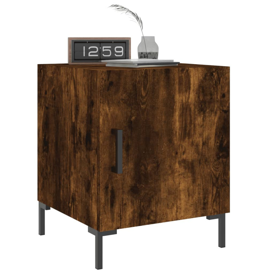 Nachtkastjes 2 St 40X40X50 Cm Bewerkt Hout Gerookt Eikenkleurig