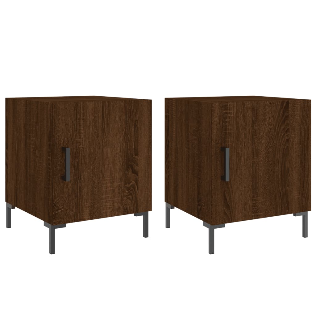 Nachtkastjes 40X40X50 Cm Bewerkt Hout Bruin Eikenkleur 2 Bruineiken