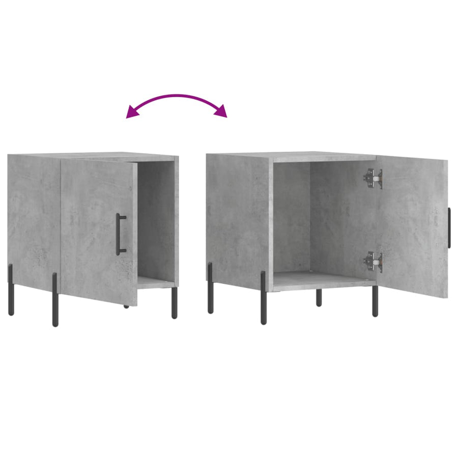 Nachtkastjes 2 St 40X40X50 Cm Bewerkt Hout Betongrijs