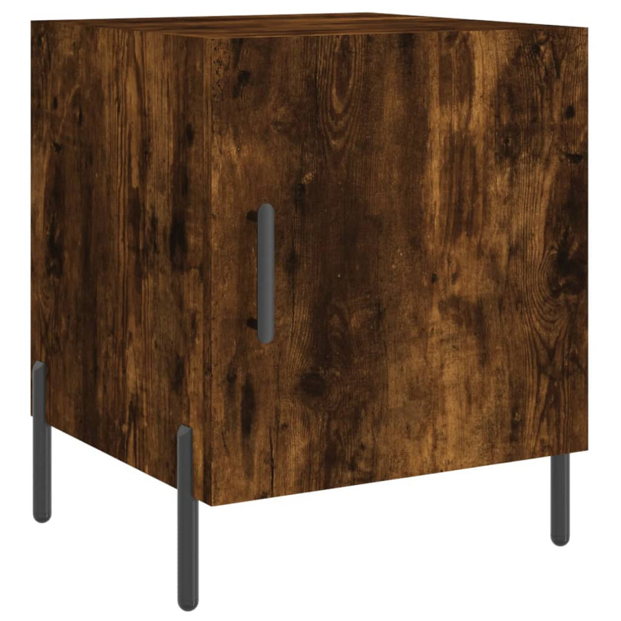 Nachtkastje 40X40X50 Cm Bewerkt Hout Gerookt Eikenkleurig