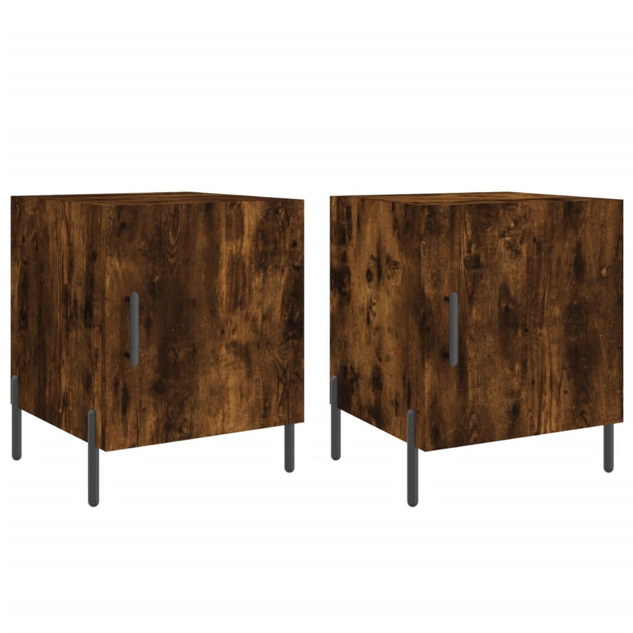 Nachtkastjes 40X40X50 Cm Bewerkt Hout Kleurig 2 Gerookt eiken