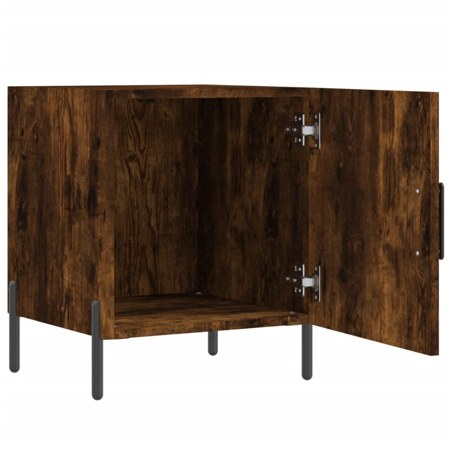 Nachtkastjes 40X40X50 Cm Bewerkt Hout Kleurig 2 Gerookt eiken