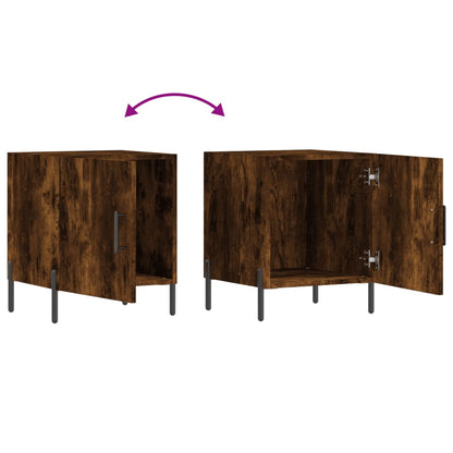 Nachtkastjes 40X40X50 Cm Bewerkt Hout Kleurig 2 Gerookt eiken
