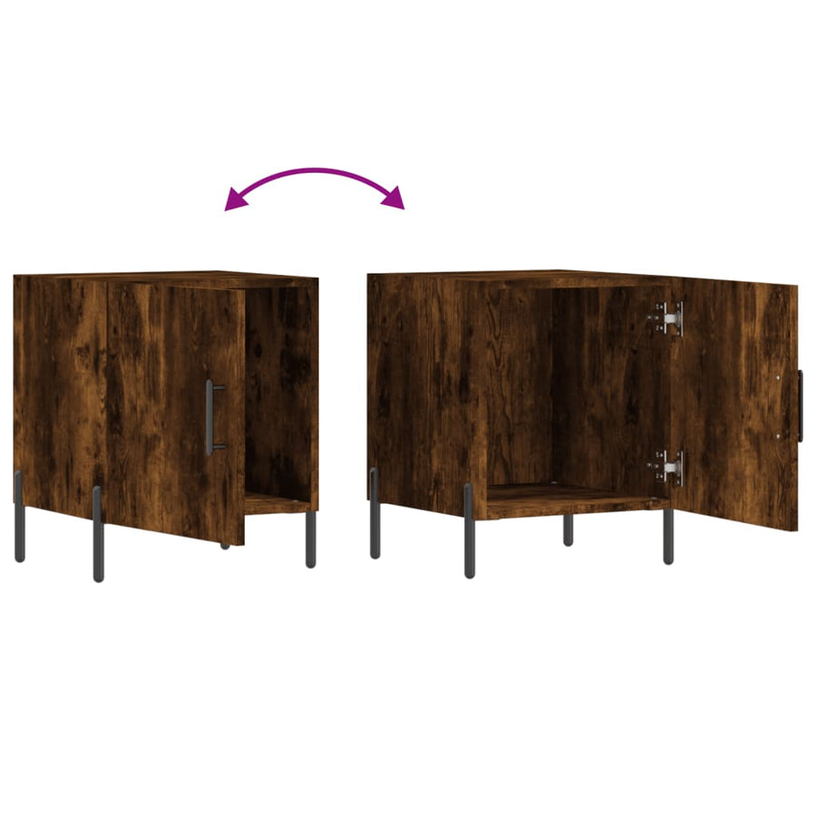 Nachtkastjes 40X40X50 Cm Bewerkt Hout Kleurig 2 Gerookt eiken