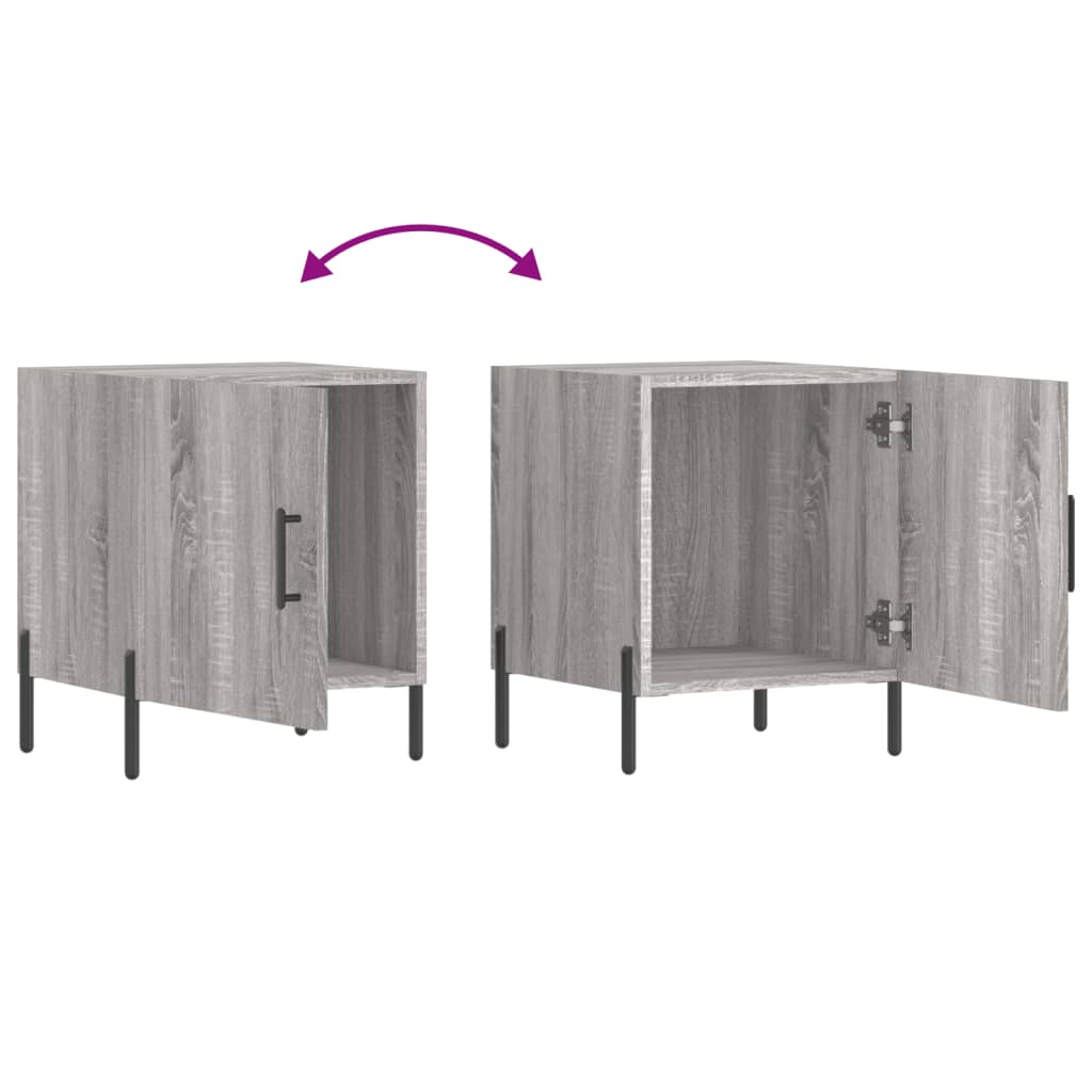 Nachtkastjes 40X40X50 Cm Bewerkt Hout Eiken 2 Grijs sonoma