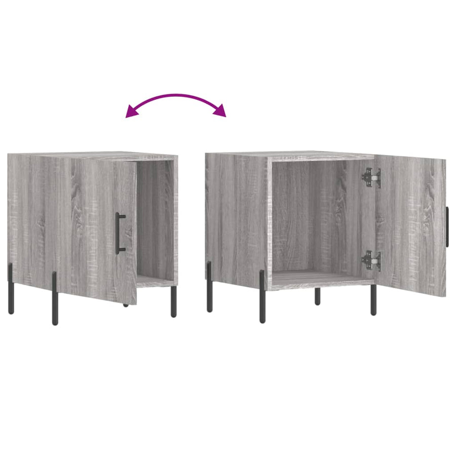 Nachtkastjes 40X40X50 Cm Bewerkt Hout Eiken 2 Grijs sonoma