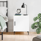Bedside table 40x40x50 cm carved wood white