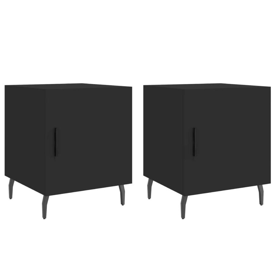 Nachtkastjes 2 St 40X40X50 Cm Bewerkt Hout Zwart