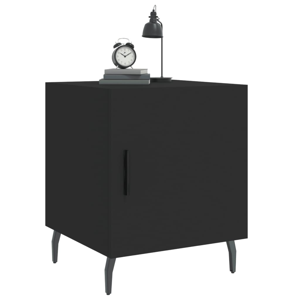 Nachtkastjes 2 St 40X40X50 Cm Bewerkt Hout Zwart