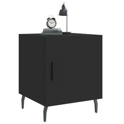 Nachtkastjes 2 St 40X40X50 Cm Bewerkt Hout Zwart