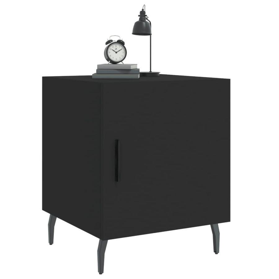 Nachtkastjes 2 St 40X40X50 Cm Bewerkt Hout Zwart