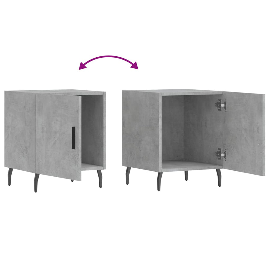 Nachtkastjes 2 St 40X40X50 Cm Bewerkt Hout Betongrijs