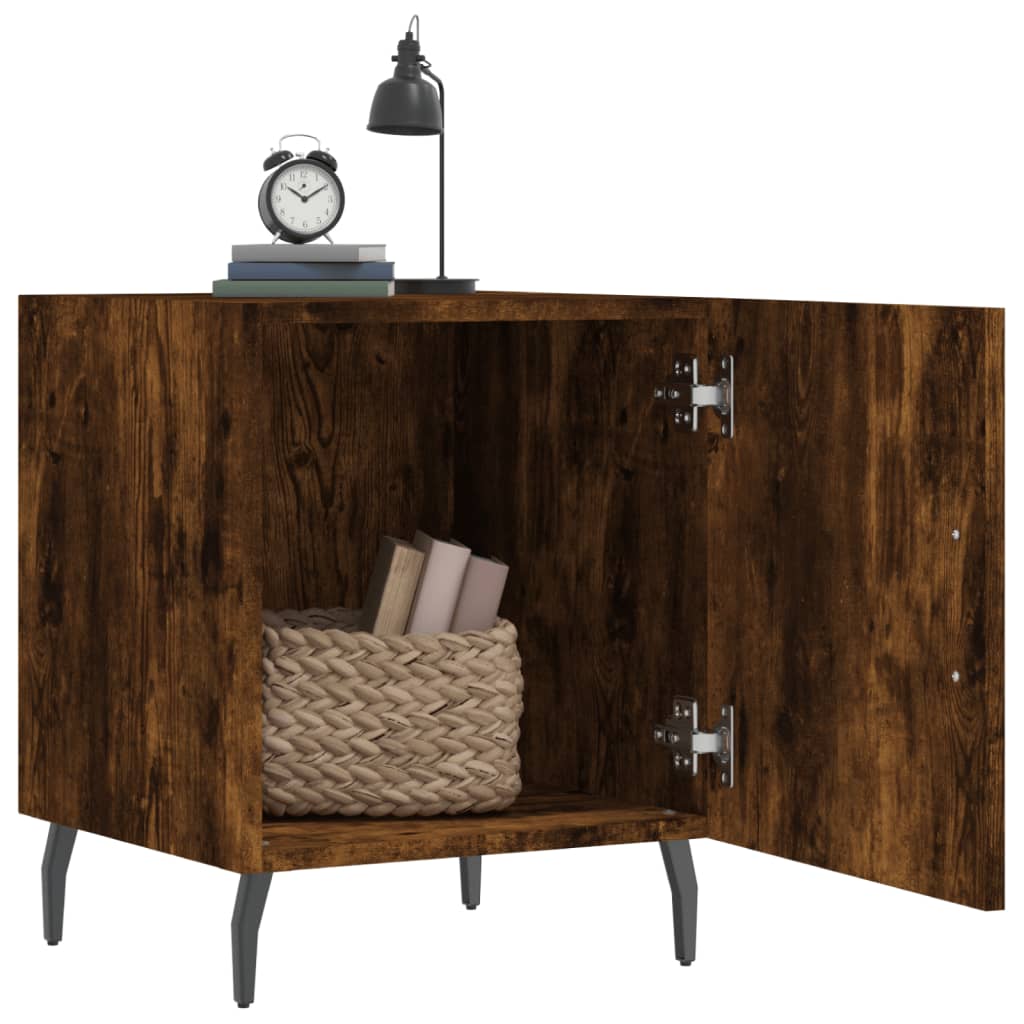 Nachtkastje 40X40X50 Cm Bewerkt Hout Gerookt Eikenkleurig