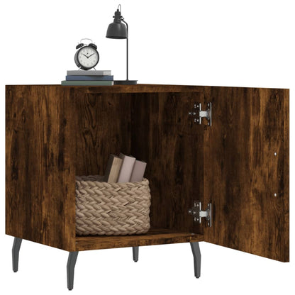 Nachtkastje 40X40X50 Cm Bewerkt Hout Gerookt Eikenkleurig