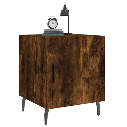 Nachtkastje 40X40X50 Cm Bewerkt Hout Gerookt Eikenkleurig