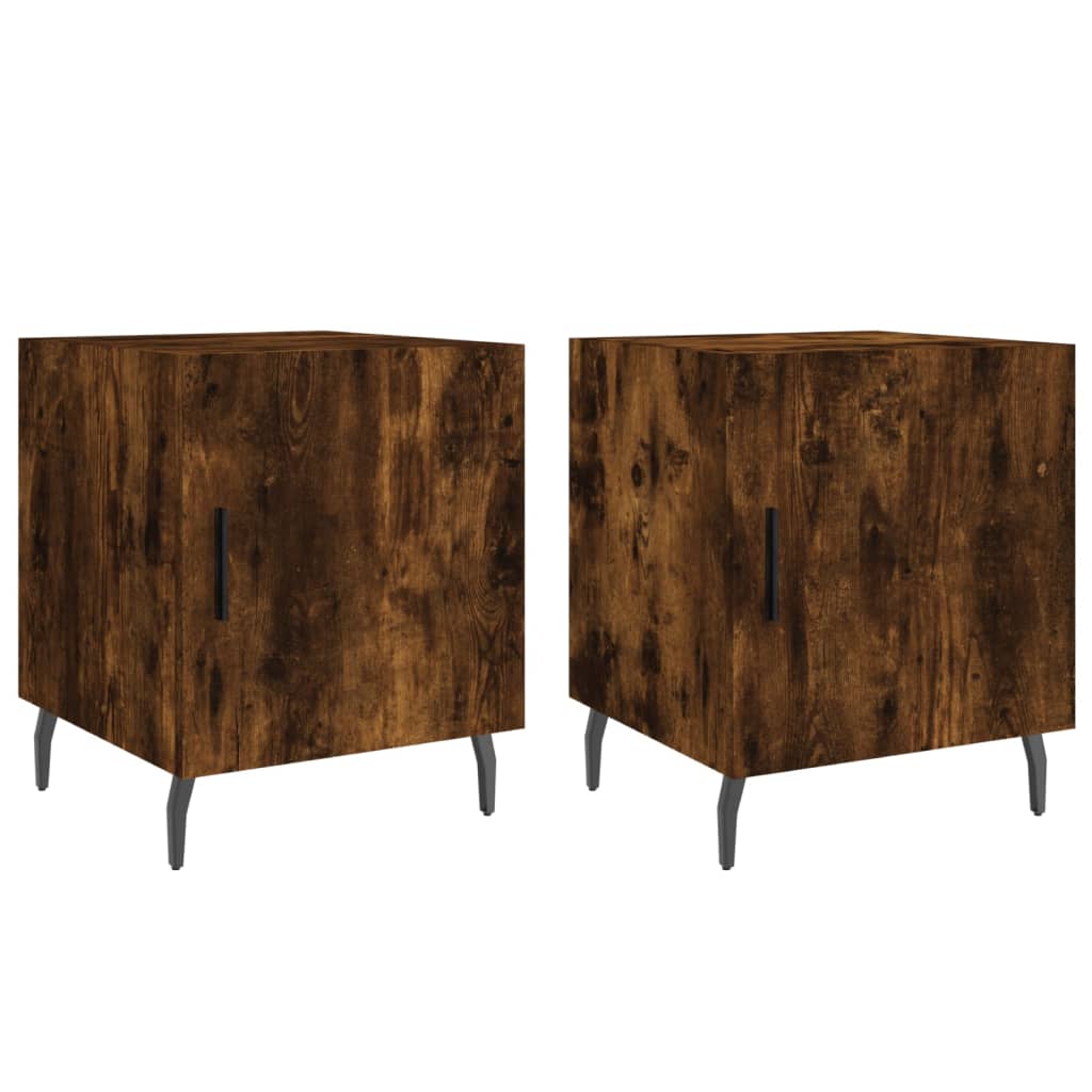 Nachtkastjes 2 St 40X40X50 Cm Bewerkt Hout Gerookt Eikenkleurig
