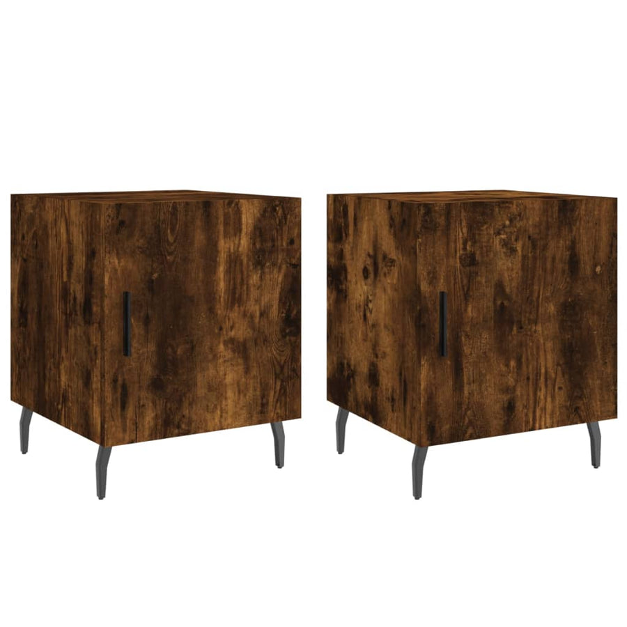Nachtkastjes 2 St 40X40X50 Cm Bewerkt Hout Gerookt Eikenkleurig