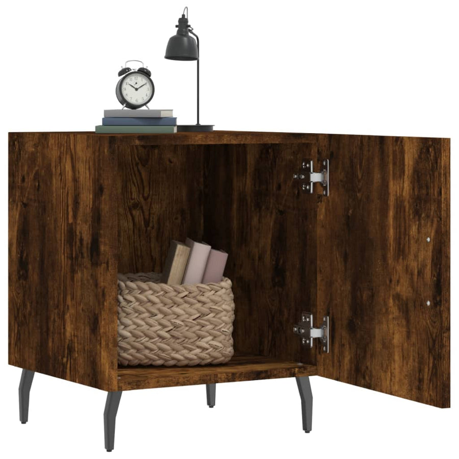 Nachtkastjes 2 St 40X40X50 Cm Bewerkt Hout Gerookt Eikenkleurig
