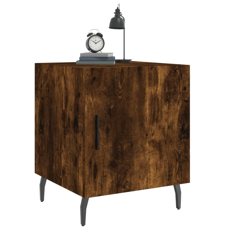 Nachtkastjes 2 St 40X40X50 Cm Bewerkt Hout Gerookt Eikenkleurig